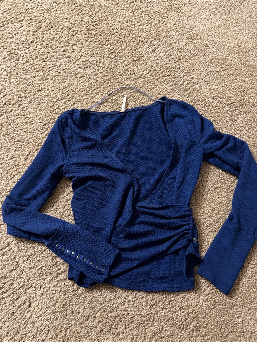 Free People Deep Navy Long-Sleeve Wrap Top
